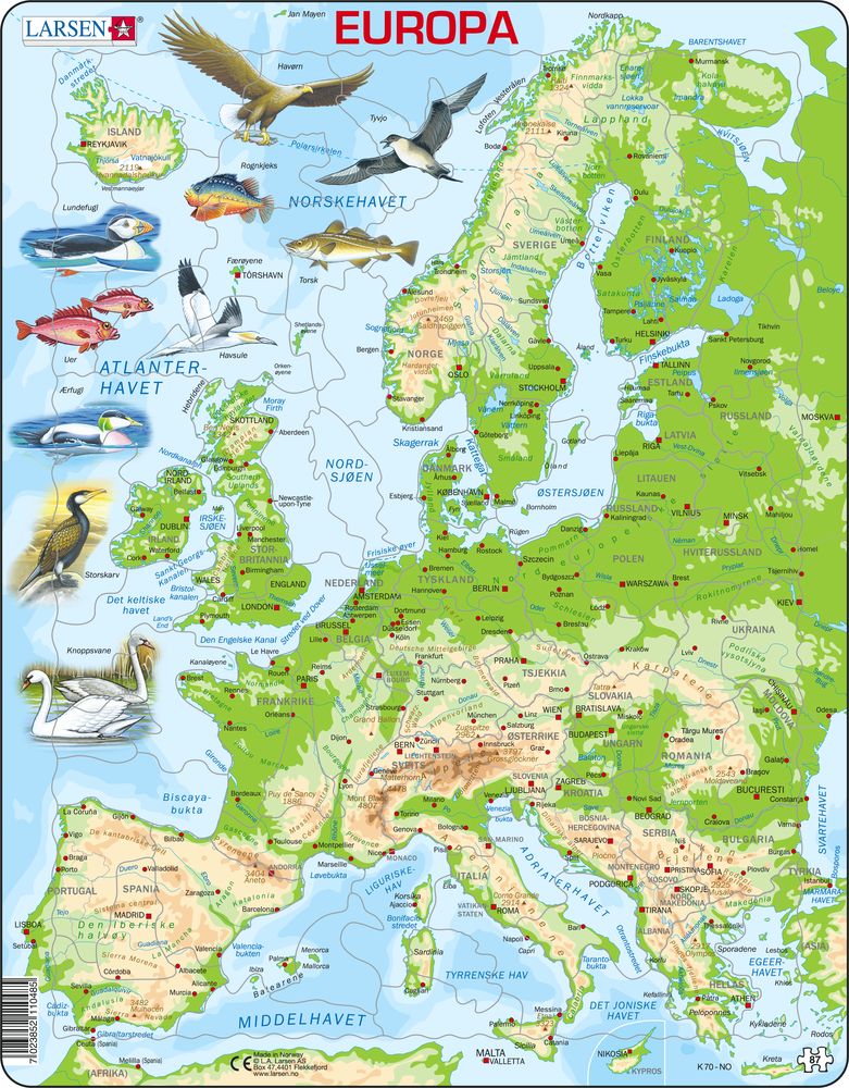 K70 - Europe Topographic  Map (Norwegian) K70 - Europe Topographic  Map (Norwegian)