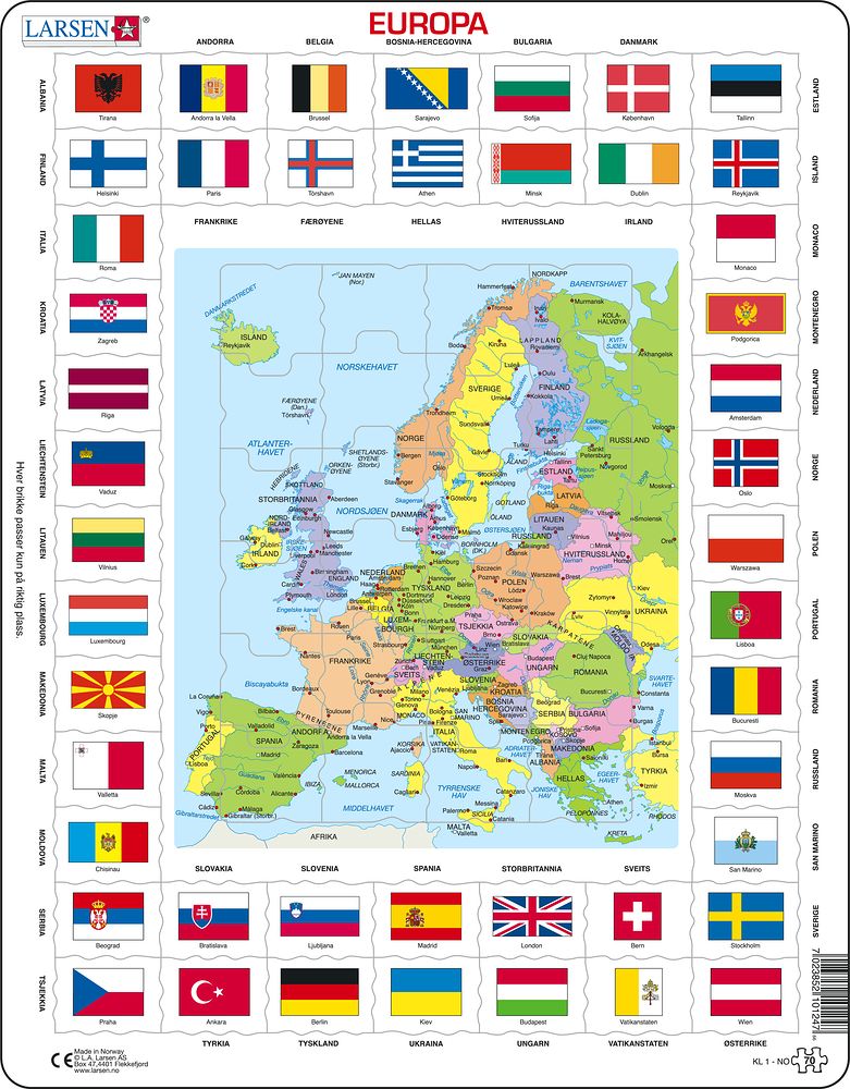 KL1 - Flagg og politisk kart av Europa (Norsk) KL1 - Flagg og politisk kart av Europa (Norsk)