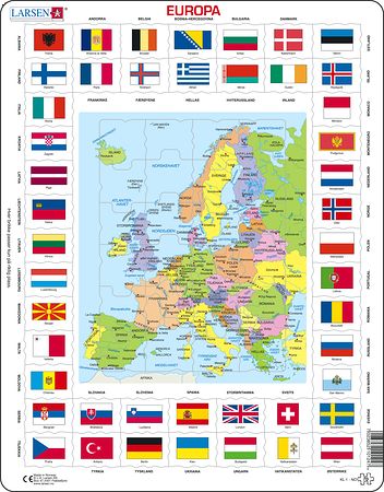 KL1 - Flags and Political Map of Europe