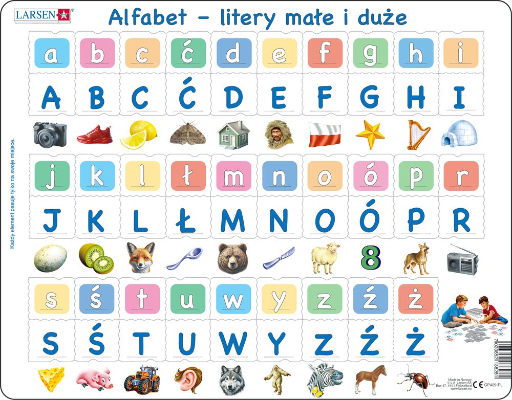 GP429 - MemoPuzzle: Alfabetet med 29 store og små bokstaver (Polsk) GP429 - MemoPuzzle: Alfabetet med 29 store og små bokstaver (Polsk)