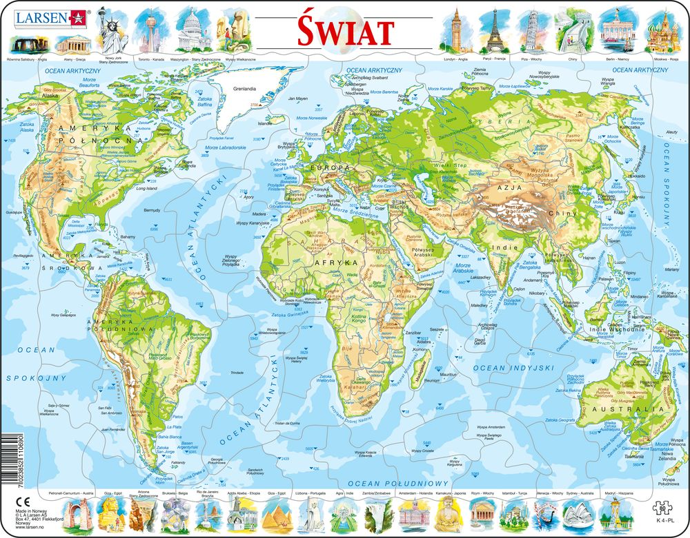 K4 - Verdenskart, topografisk kart (Polsk) K4 - Verdenskart, topografisk kart (Polsk)