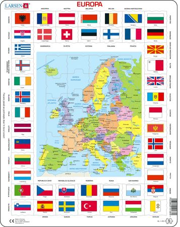 KL1 - Flags and Political Map of Europe