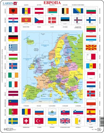 KL1 - Flagg og politisk kart av Europa