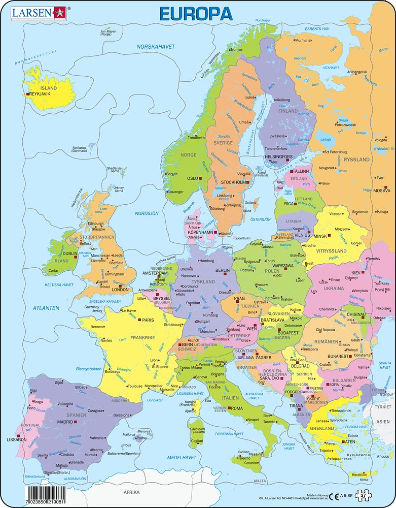 A8 - Europe Political Map for Younger Children (Swedish) A8 - Europe Political Map for Younger Children (Swedish)