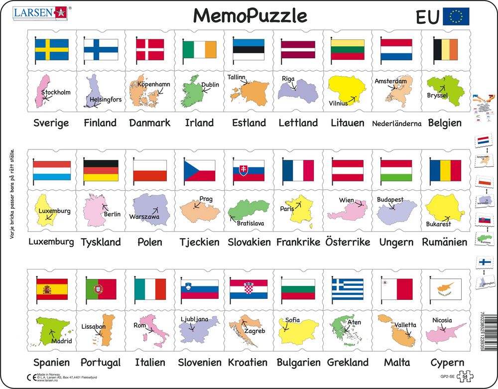 GP2 - MemoPuzzle: Names, Flags and Capitals of 27 EU Member States (Swedish) GP2 - MemoPuzzle: Names, Flags and Capitals of 27 EU Member States (Swedish)