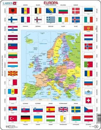 KL1 - Flagg og politisk kart av Europa