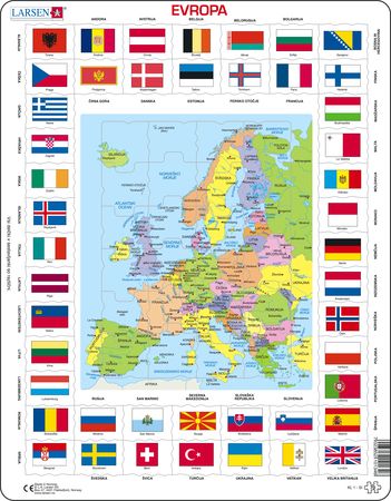 KL1 - Flags and Political Map of Europe