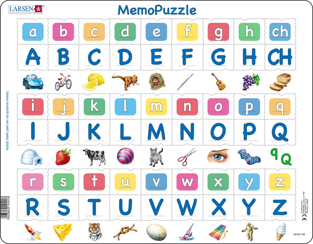 GP427 - MemoPuzzle: Alfabetet med 27 store og små bokstaver (Slovakisk)