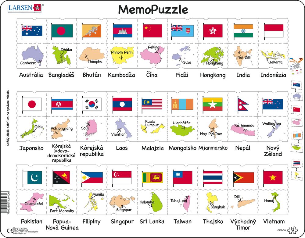GP7 - MemoPuzzle: Names, Flags and Capitals of 27 Countries in Asia and the Pacific (Slovak) GP7 - MemoPuzzle: Names, Flags and Capitals of 27 Countries in Asia and the Pacific (Slovak)
