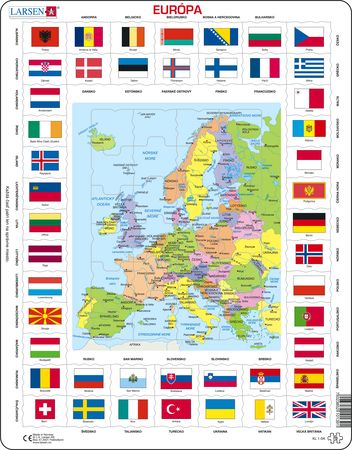 KL1 - Flagg og politisk kart av Europa