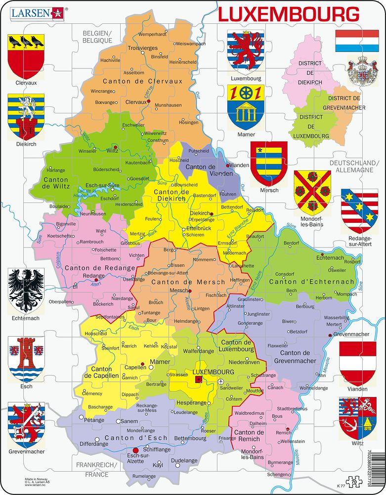 K77 - Luxembourg Political Map (Multilingual (German/French)) K77 - Luxembourg Political Map (Multilingual (German/French))