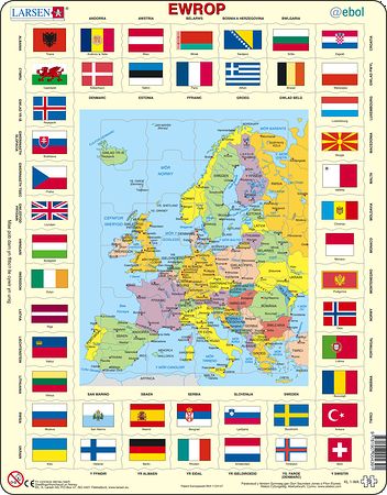 KL1 - Flagg og politisk kart av Europa