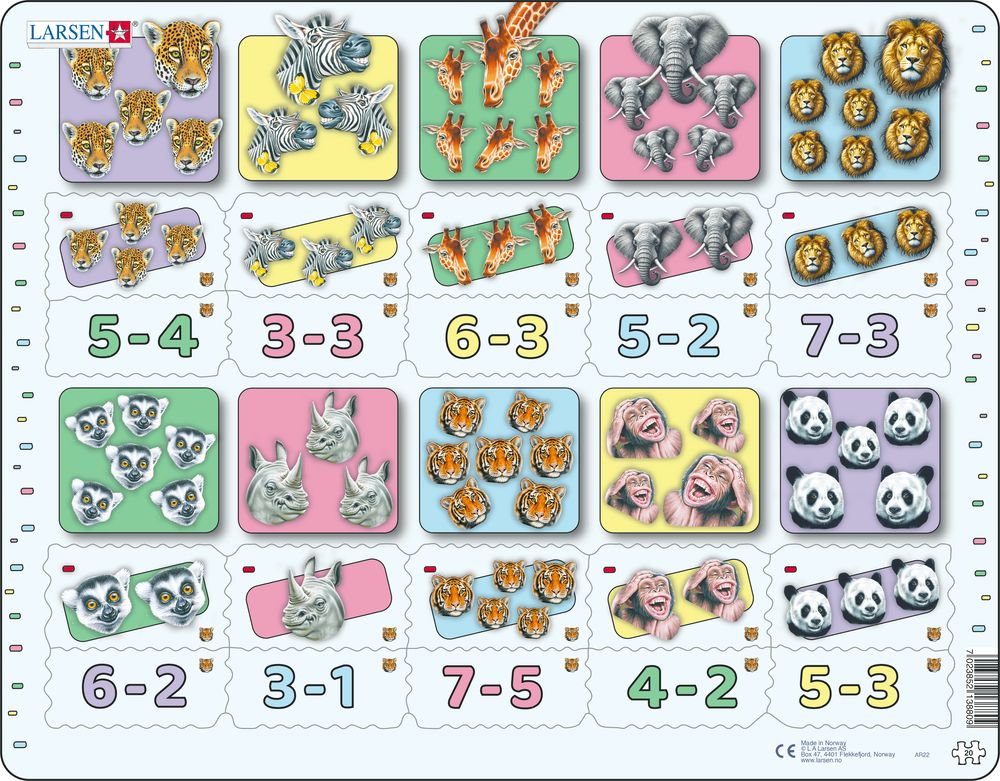 AR22 - Subtraksjonstegnet med tall og mengder fra 0–10 (Nøytralt)