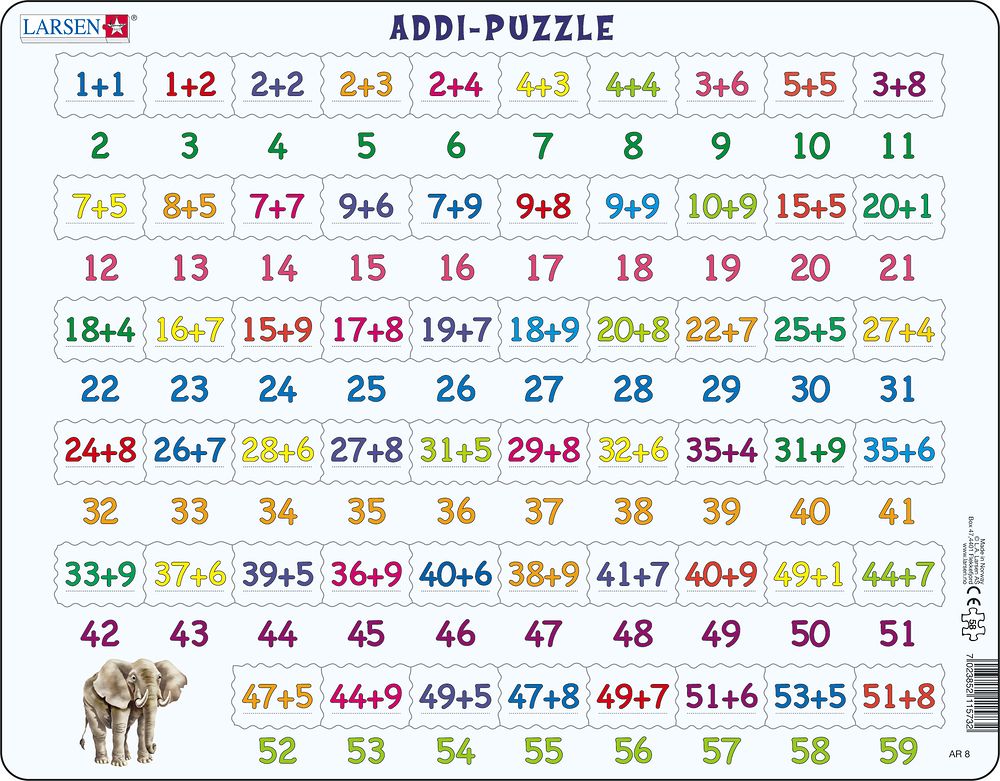 AR8 - Addi-Puzzle. Addisjon med tall fra 1 til 59 (Nøytralt) AR8 - Addi-Puzzle. Addisjon med tall fra 1 til 59 (Nøytralt)