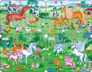 Larsen Puzzle 2 Midi Puzzle Lustige Tiere je 9 Teile 